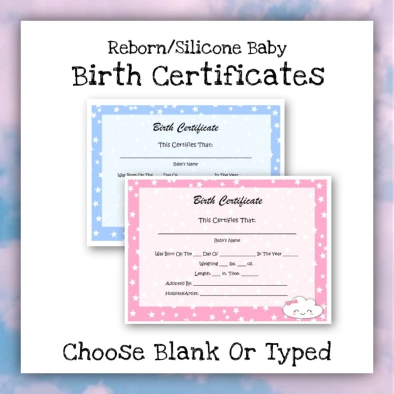 Reborn Pink Reborn Baby Birth Certificate!