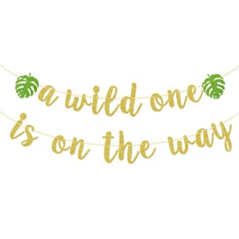 A Wild One is on the Way Banner, decoración de baby shower, letrero de bienvenida, suministros para fiesta de cumpleaños de selva