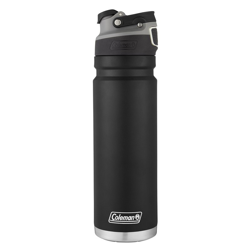 Coleman Autoseal FreeFlow Stainless Steel Water Bottle, Black, 24oz