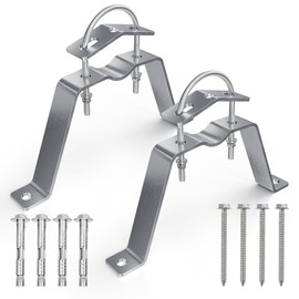 2pcs Antenna Wall Mount 304 Stainless Steel Double Wall Mount Antenna Mast Clamp V Jaw Bracket Accessories Kit for TV CB Ham Outside Home (2)