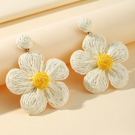 TOFBS Earrings for Women Boho Personality Statement Dangle Earrings Rattan Flower Earrings Large Hypoallergenic Hawaiian Holiday Style Fashion Jewellery, BREAKAWAY