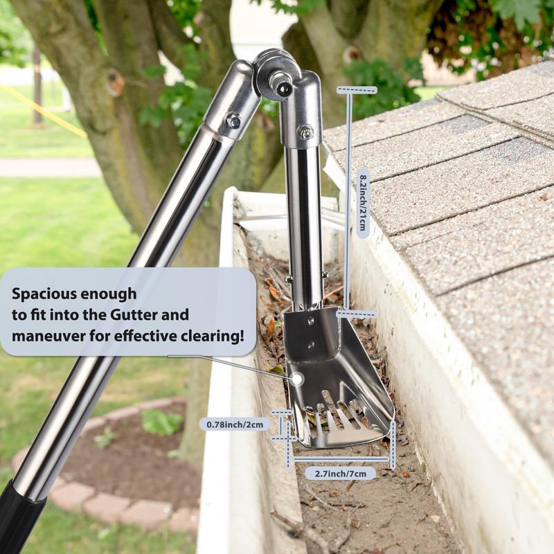 Gutter Cleaning Tools, 6.4FT Gutter Cleaner with Pole & Gutter