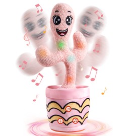 Dancing Cactus Baby Toys 6 to 12 Months, Talking Cactus Toys Repeats What You Say Baby Toys 12-18 Month Boys Girls, Dancing Cactus Mimicking Toy with LED 120 Pcs Songs, Sing Talking Musical Toy