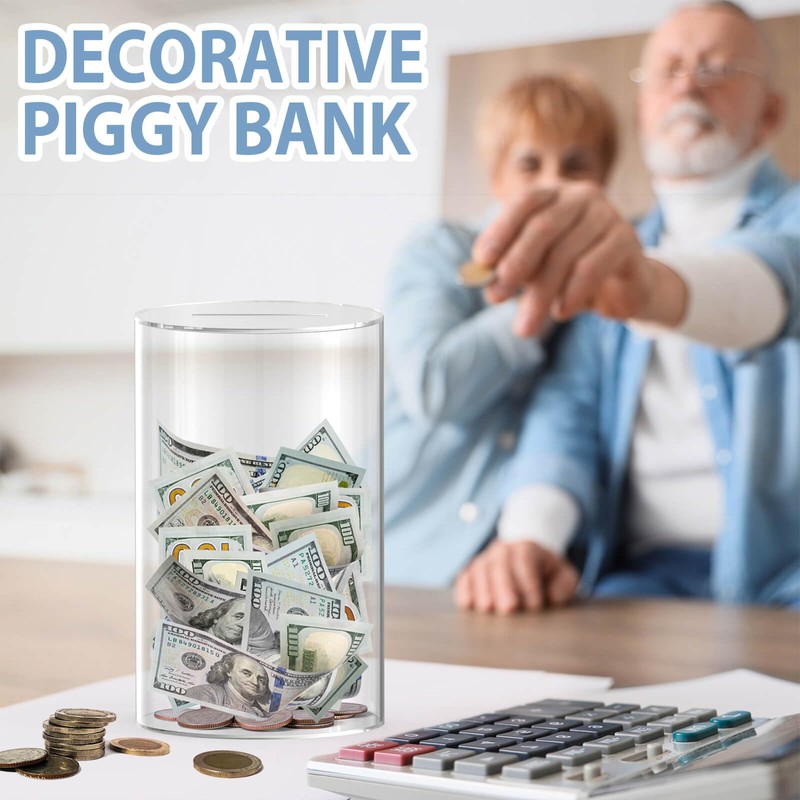 LMSNE Piggy Bank for Adults or Kids, Clear Piggy Bank
