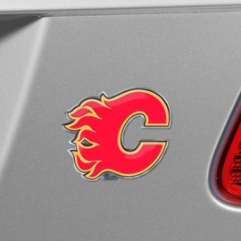 FANMATS 60480 Calgary Flames Heavy Duty Aluminum Embossed Color Emblem, Auto Emblem Decal