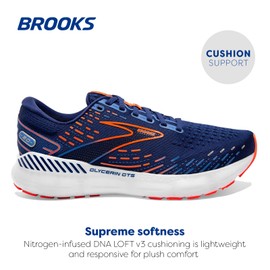 Brooks Men's Glycerin GTS 20 Supportive Running Shoe - Blue Depths/Palace Blue/Orange - 12.5 Medium