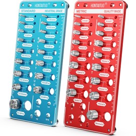 42 Nut and Bolt Thread Checker Standard and Metric,Bolt Size and Thread Gauge with 17 Standard & 17 Metric Bolt & 8 Drill Bit Gauge,Bolt and Nut Identifier Gauge