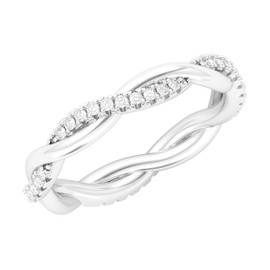 Sterling Silver Petite Twist Full Eternity Ring Simulated Diamond Interwind Wedding Band Matching Ring For women (Q)