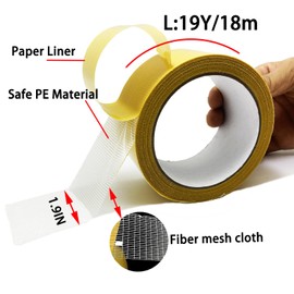 KAIHENG Double Sided Fabric Tape Heavy Duty Mounting Tape, Clear Tape for Clothes, Multifunctional Double Sided 1.9IN*19Y Strong Stickiness 2 Sided Tape for Carpet, Curtain, Arts