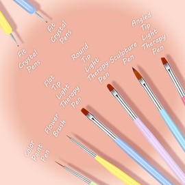 Nail Art Brush Set with Gel Polish Design Pen, Nail Extension and Builder Gel Brush, Liner and Dotting Tools for Salon-Quality Art at Home - Ideal Christmas Gift.