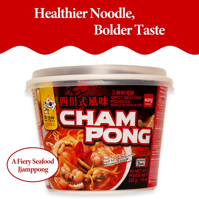 Wang Seafood Jjamppong Spicy Noodle Soup, pack of 6