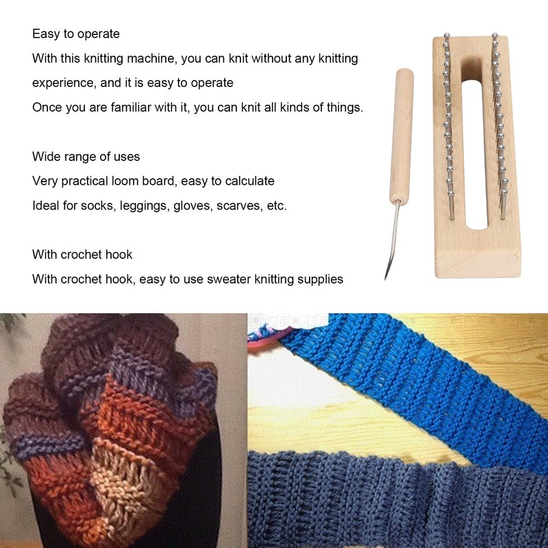 Wooden Knitting Loom with Loom Hook Wooden Knitting Loom Set