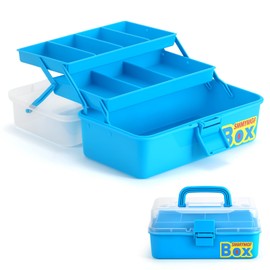 SMMYMGF 3-Layer Tackle Box Organizer, Storage Tool Box,Art & Crafts Case,Sewing Supplies Organizer,Fishing Tackle(blue)