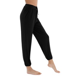 WiWi Pajama Pants for Women Lounge Joggers Yoga Viscose from Bamboo Bottoms Plus Size Pajamas Pant Sweatpants S-4X, Black, XX-Large