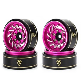 TREAL 1.0 Beadlock Wheels (4P-Pack) Whirlwind Style for 1/24 SCX24 AX24 1/18 TRX4M RC Crawlers -Type L(Pink)