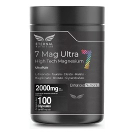 Eternal Nutrition Seven Mag Ultra Magnesio Complex 100 Cápsulas Glicinato Citrato Treonato Malato Taurato Orotato Porciones 2000 Cognición Sueño