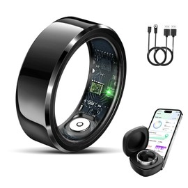 Uaunega Smart Ring for Women Men,IP68 Waterproof Wearable Fitness Tracker with Sleep Tracking Heart Rate Healthy Monitor Ring Activity Monitoring Steps for iOS Android