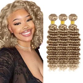 Ash Blonde Bundles Blonde Deep Wave Bundle #22 Wet and Wavy Bundles 12 14 16 inch Color 22 Human Hair Bundle 150g