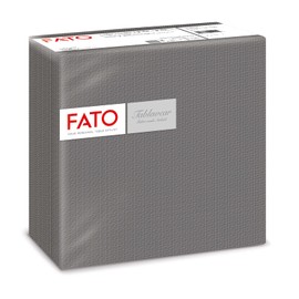 Fato - Trockene Papierservietten, Airlaid, Textileffekt, Packung mit 50 Servietten, Größe 40x40, 4-fach gefaltet, Farbton Decor Black Titanium