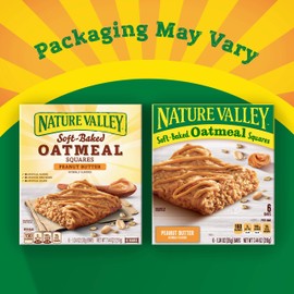 Nature Valley Soft-Baked Oatmeal Squares, Peanut Butter, 7.44 oz, 6 ct (Pack of 8)