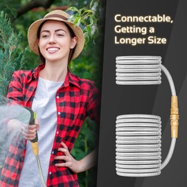 Manguera de jardín GADGET 360 – Manguera de agua corta flexible con ajuste de metal, manguera líder de 10 pies, extensión de mangueras resistentes para caravanas, exteriores, jardín pequeño, patio,