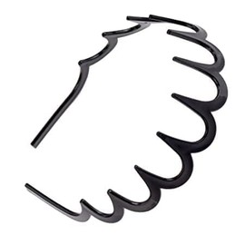 SA Zig Zag Shark Tooth Headbands Comb Zigzag Plastic Hoop U Shaped Shark Tooth Hair Bands Wavy teeth Hair Hoop Accessory for Women Lady (Black 6, Medium)