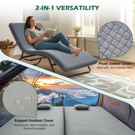 Willpo CertiPUR-US Memory Foam Camping Mattress with Travel Bag and 2 Interchangeable Covers, Lightweight Portable Sleeping Pad for Tents, Guest Beds, Home - Gray, Kids