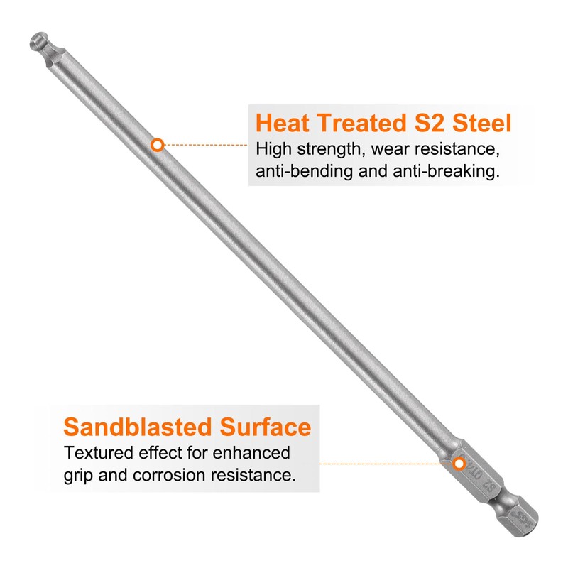 sourcing map 2pcs Ball End Hex Screwdriver Bit 4mm (H4.0)