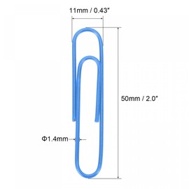 sourcing map Paper Clips Medium Size 2 Inch Vinyl Coated to Prevent Tearing Pages with Box for Organize Office Home Blue Count 100
