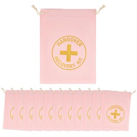 SHIDOW Pink Drawstring Hangover Bags, Hangover Kit Gift Bags, Bachelor Party Decorations with Drawstring, Wedding Favors for Bachelorette Party (12Pcs)