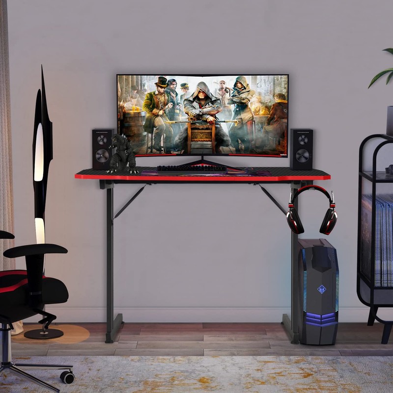BestOffice 39" Gmaing Desk Computer Gaming Desk Z Shaped Gaming