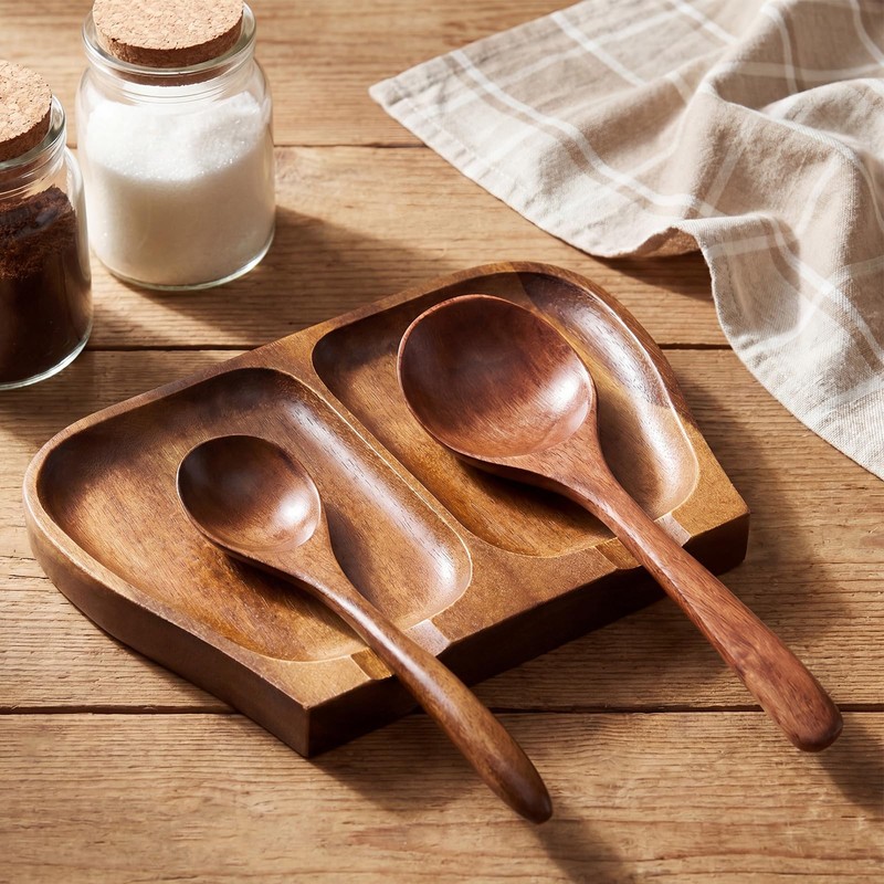 Domensi Large Acacia Wood Spoon Rest for Stove Top, 8.5