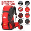jianyana Hiking Backpack Waterproof 50L Foldable Rucksack Durable Lightweight Camping