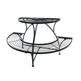 Hi-Line Gift Semi Circle Plant Holder Metal Plant Stand Display Antique Black Indoor/Outdoor