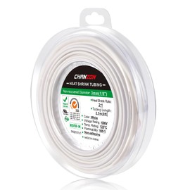 Chanzon 2:1 Ratio 1/8" (3mm) Heat Shrink Tubing 8Ft Roll (2.5M Total Length) White Polyolefin Sleeving Wrap Shrinking 2 to 1 1pcs