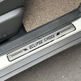 Stainless Door Sill Protector Kick Plate Entry Guard Kit for Mitsubishi Eclipse Cross PHEV 2024 Accessory (Thin Chrome Eclipse Cross)