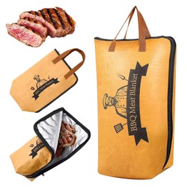 BBQ Blanket for Resting Meat,21Inch Reusable Smoker Meat Resting Blanket,5-Layer Insulation&Wide Mouth for Large Brisket/Pork Shoulders/Turkeys/Picnic BBQ Party,Gifts for Men/Dad