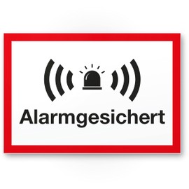 Komma Security Alarmgesichert Sign 30 x 20 cm - Achtung Vorsicht Alarmgesichert - Notice Sign Alarm - House Building Object