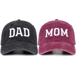 SaryHome Mom and Dad Hats New Parents Gifts for Couples, Embroidered Adjustable Baseball Caps Gift for New Mom Dad