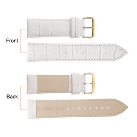 sourcing map Leather Watch Band 16mm Embossed Pattern Cowhide Watch Strap Replacement with Spring Bars for Men and Women, White Gold