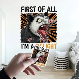 First of All Im A Delight Wall Decal Vinyl Stickers Funny Opossum Possum Mental Health Anxiety Sarcastic Transparent, DTF, Large Vinyl Nursery Wall Decal for Home & Room Boys & Girls Bedroom Decor