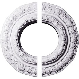 Ekena Millwork CM15LI2 15 3/8"OD x 7"ID x 1"P Lisbon Ceiling Medallion, Fits Canopies up to 7", 2 Piece