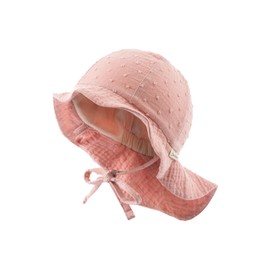 Sterntaler Sun Hat Dots – Girls' Summer Hat Made of Muslin – UV Protection 30 Sun Hat – with Neck Protection – Tie – Batiste Lining – Baby and Children's Headpiece, Matt Pink, 49