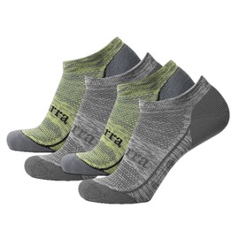 Purra Performance Mens Athletic Comfort Low Cut Socks | Wicking & Anti-Odor for Athletic and Everyday Wear, Gray/Green, 7.5-9.5, 4 Pack