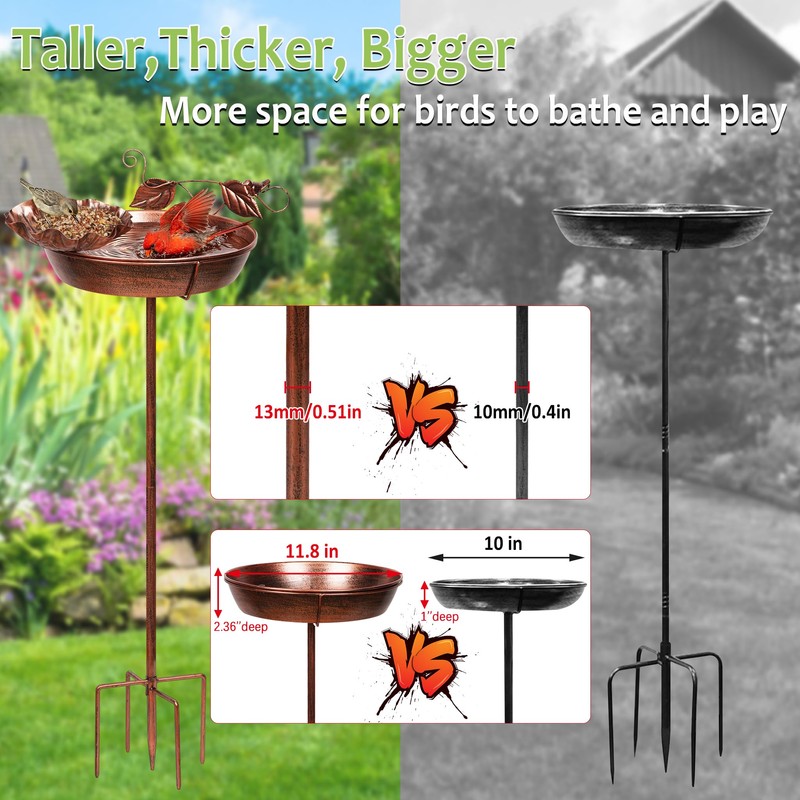 Echaprey Metal Bird Bath Outdoor Removable Bowl Heavy Duty Rustproof