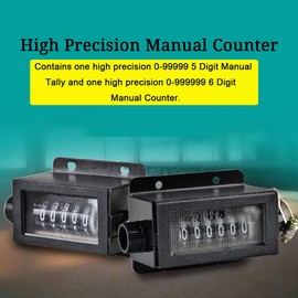 2 Pack Mechanical Counter,0-99999 5 Digit Manual Tally and 0-999999 6 Digit Manual Counter Kit,Resettable Pull Counter,Manual Stroke Clicker Counter,Count Accurately