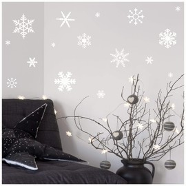 Wall Sayings Vinyl Lettering (White) Small Snowflakes Set of 30 Decal Home Decor Art Quote Sticker (White)