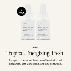 Pura and Brooklyn Candle Studio - Home Fragrance Scent for Air Diffusers - Aromatherapy Scents for Bedrooms & Living Rooms - Pura Scents for Smart Home Diffusers - 2 Pack - Maui