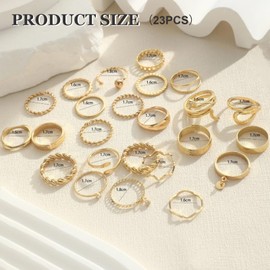 FloralGrace 23 Piece Gold Ring Set for Women, Waterproof Gold Plated Stackable Statement Rings, Finger Stackable Rings, Gold Jewellery Set Finger Rings