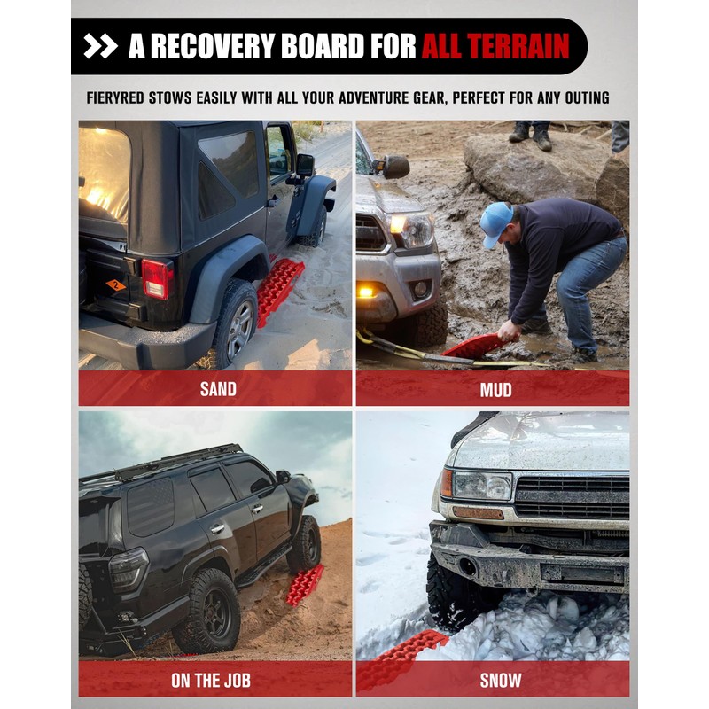 FieryRed Traction Boards Offroad, Recovery Boards with 2 Leashes and